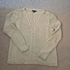 Banana Republic Cream Cable Knit Crew Neck Sweater